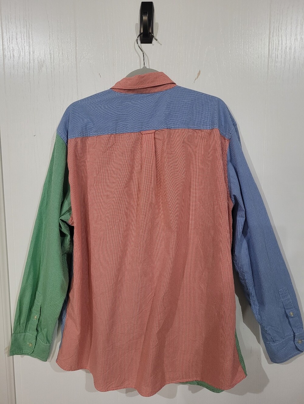 Chaps Mens Vintage Colorblock Gingham Button-Down Shirt Green Blue Red Size XXL - Picture 8 of 9